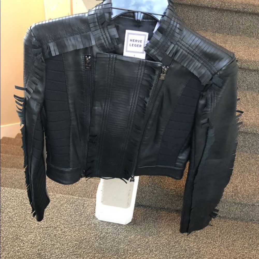 Jacket leather Herve Leger.